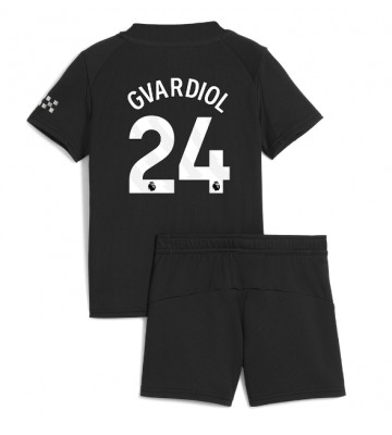 Manchester City Josko Gvardiol #24 Seconda Maglia Bambino 2025-26 Manica Corta (+ Pantaloni corti)